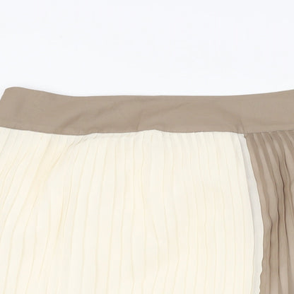 Next Womens Beige Polyester A-Line Skirt Size 14 Button