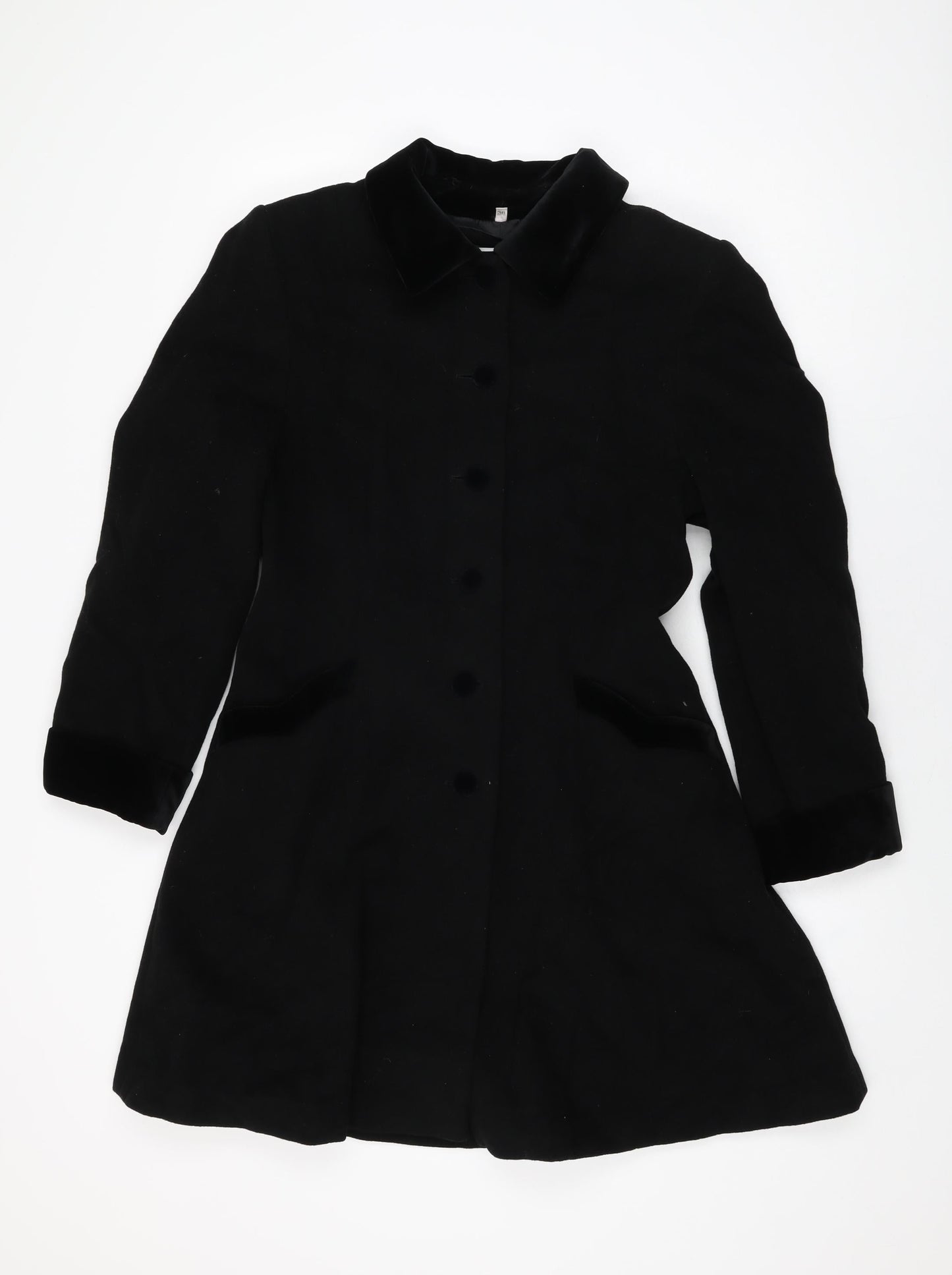 Cirstein Womens Black Overcoat Coat Size 8 Button
