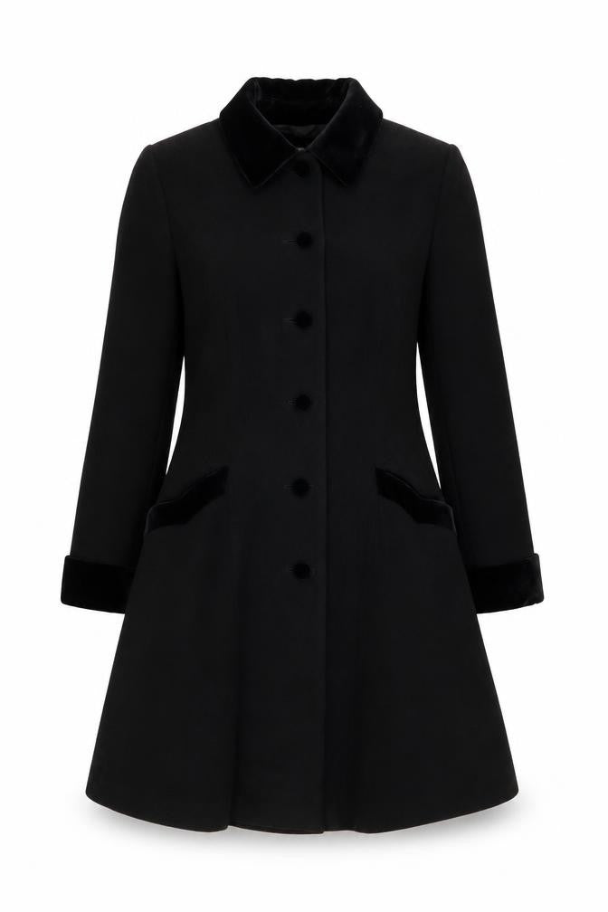 Cirstein Womens Black Overcoat Coat Size 8 Button