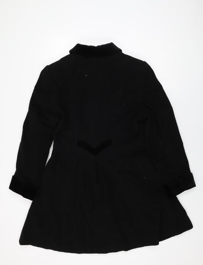 Cirstein Womens Black Overcoat Coat Size 8 Button