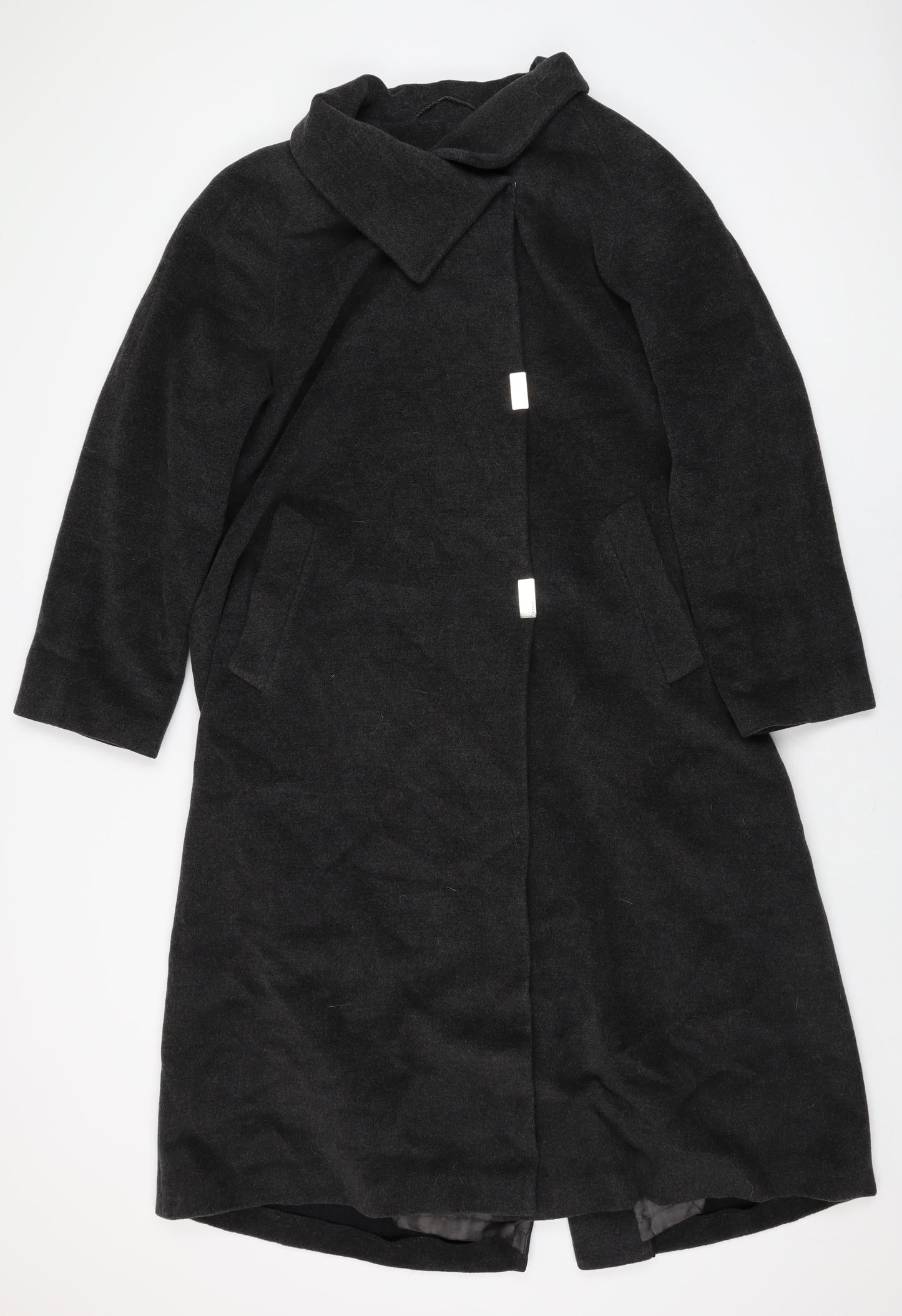 Classic Womens Grey Overcoat Coat Size 14 Snap