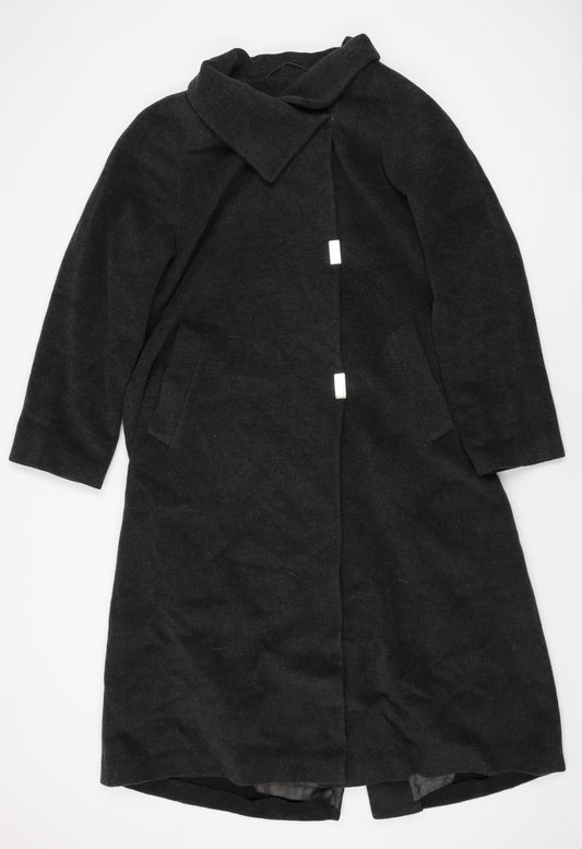 Classic Womens Grey Overcoat Coat Size 14 Snap