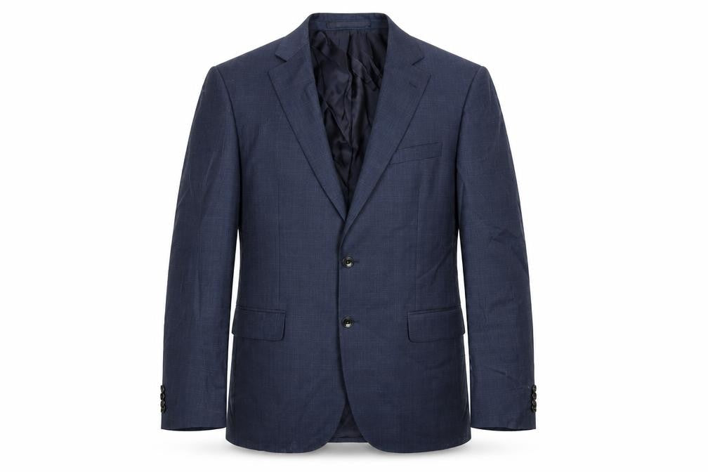 Marks & Spencer Mens Blue Geometric Wool Jacket Suit Jacket Size 40 Regular