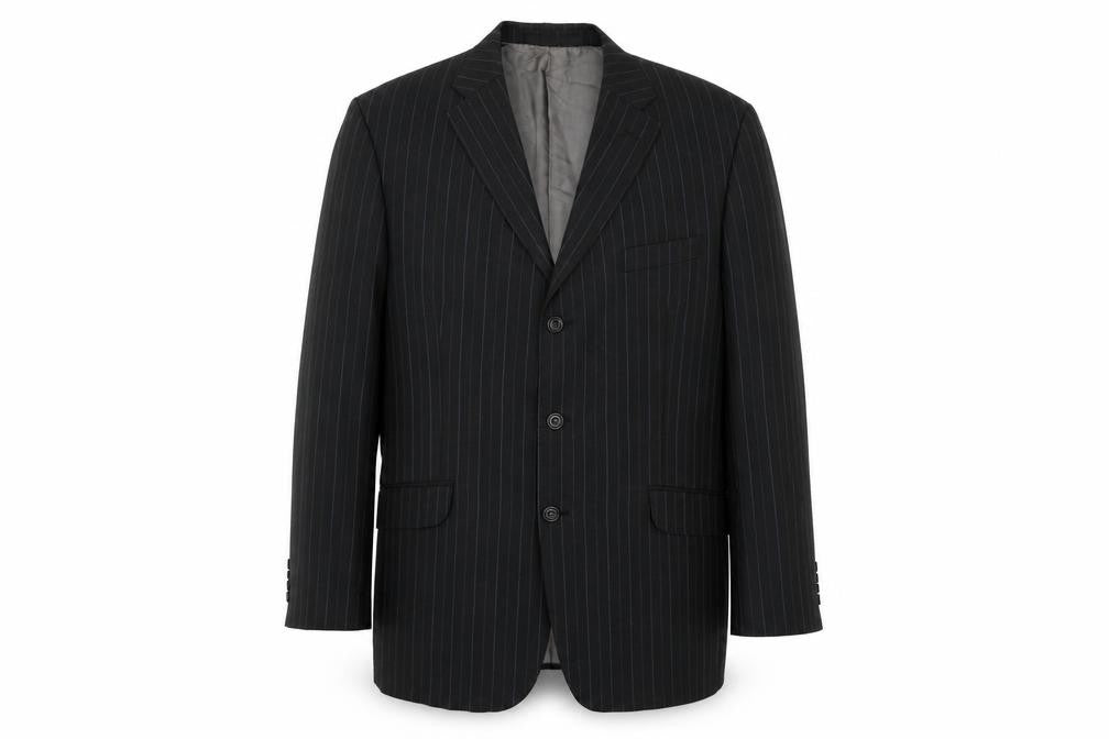 Marks & Spencer Mens Black Striped Wool Jacket Suit Jacket Size 42 Regular