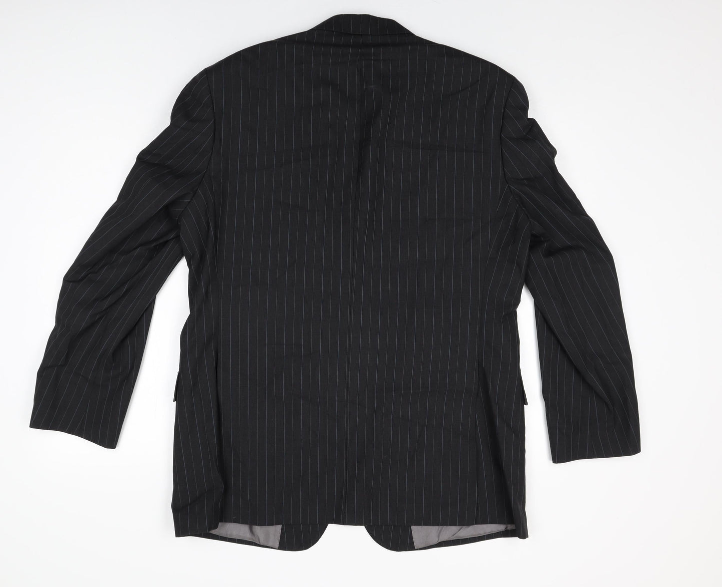 Marks and Spencer Mens Black Striped Wool Jacket Suit Jacket Size 42 Regular