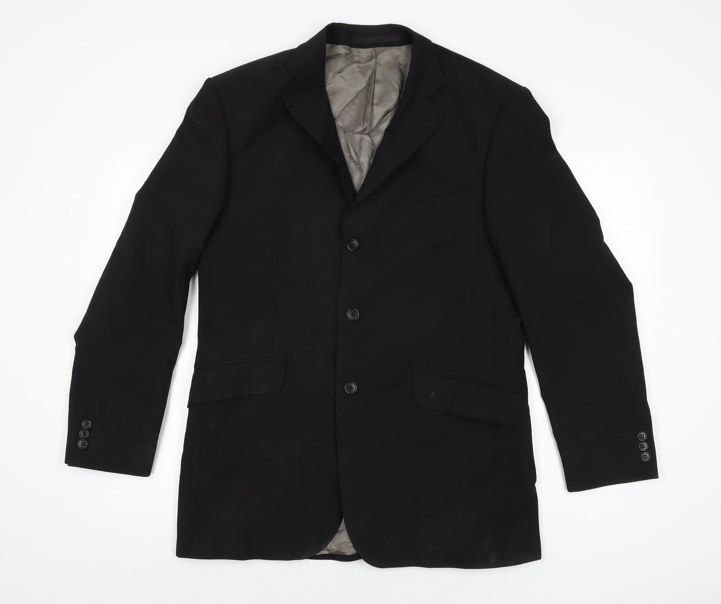 Marks and Spencer Mens Black Polyester Jacket Suit Jacket Size 40 Regular