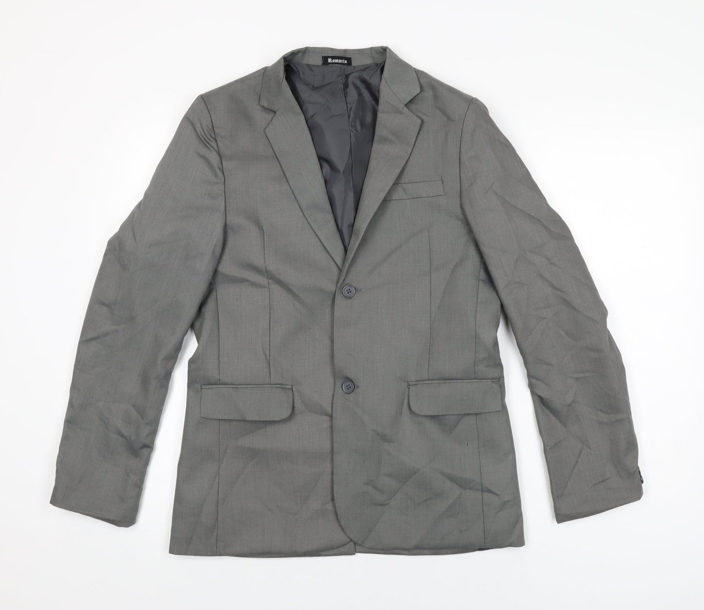 Romario Womens Grey Polyester Jacket Suit Jacket Size 14