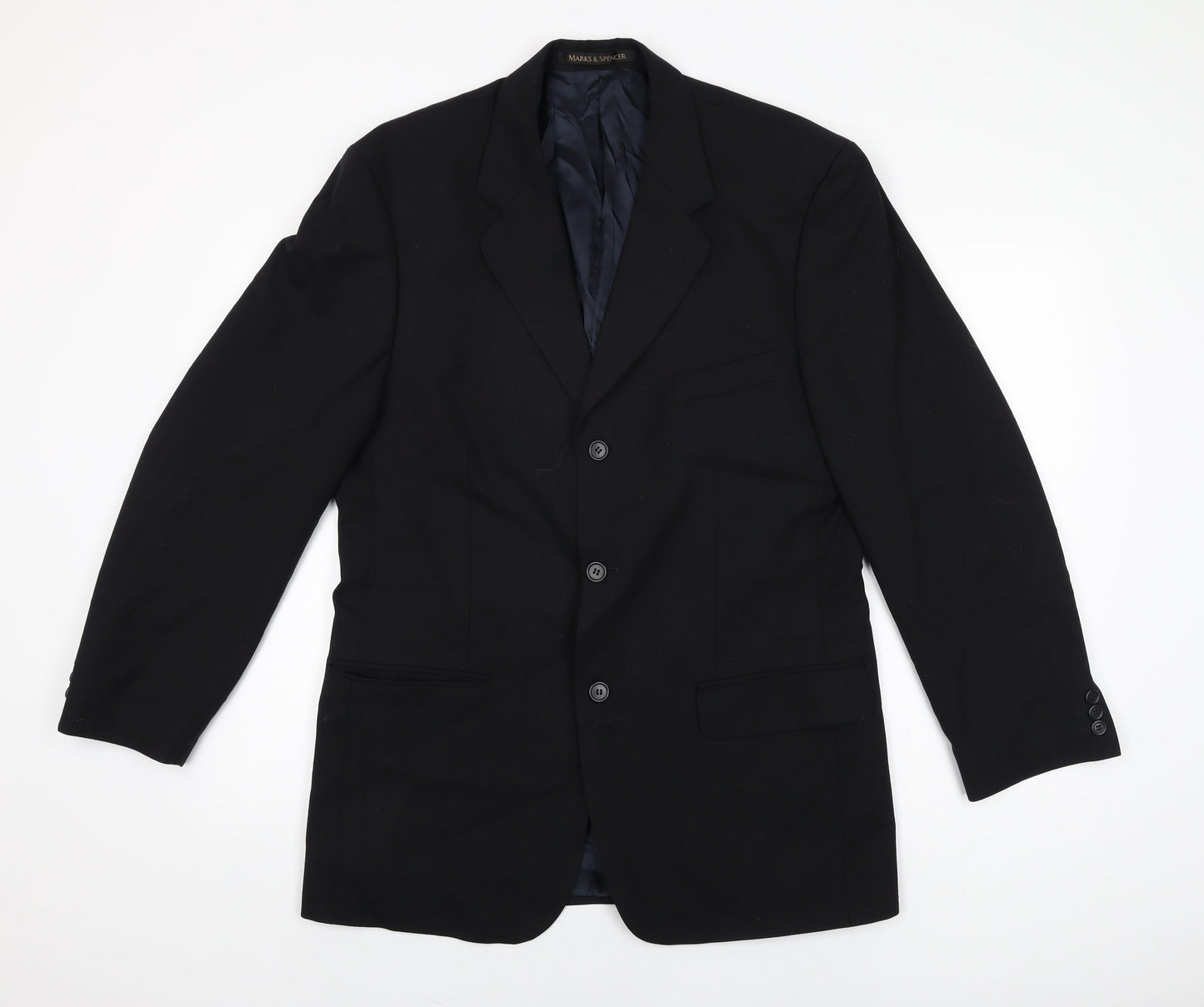 Marks and Spencer Mens Black Polyester Jacket Suit Jacket Size 40 Regular