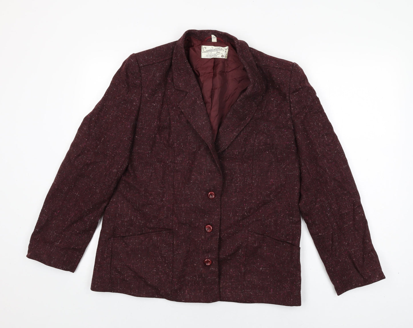 Compliments Womens Red Jacket Blazer Size 14 Button