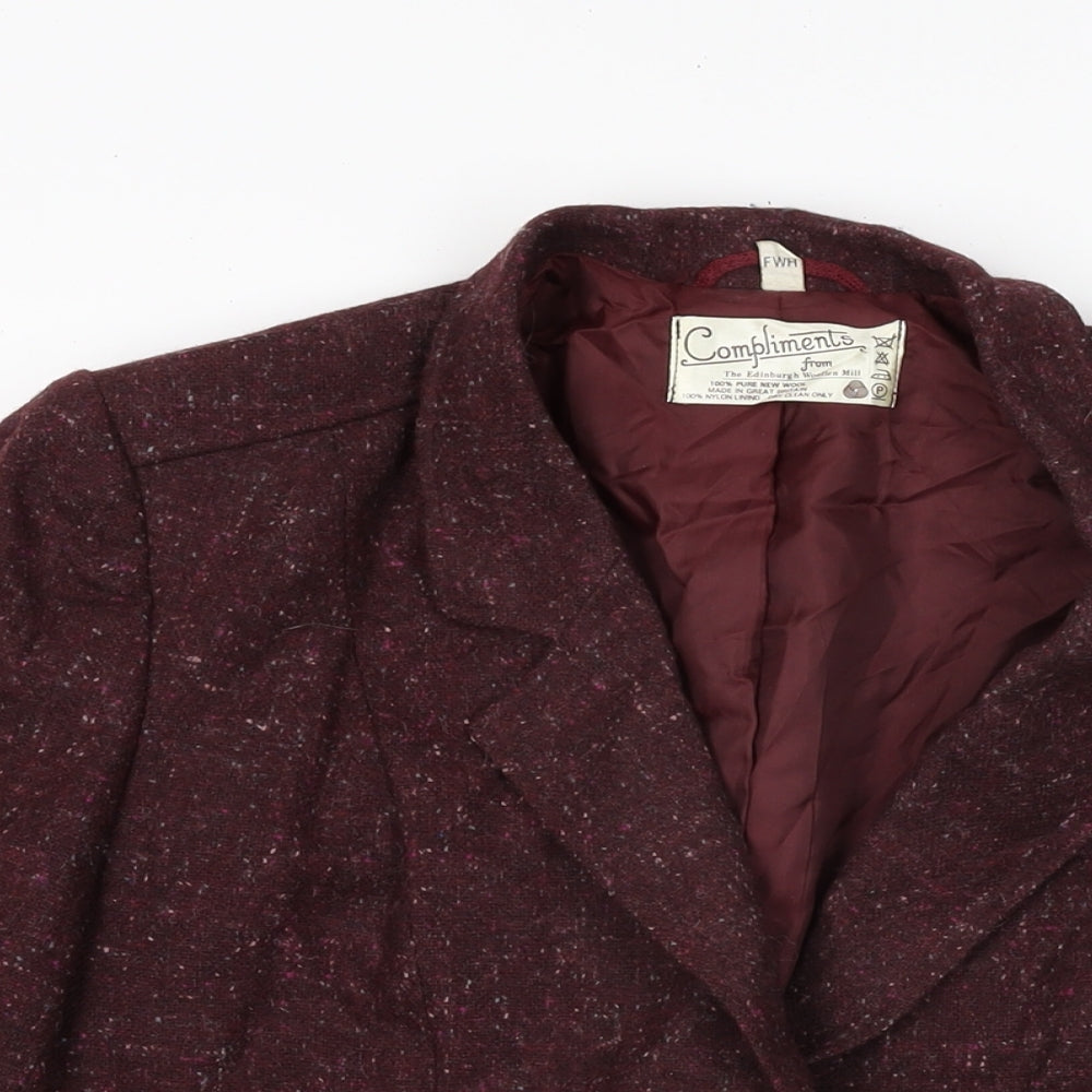 Compliments Womens Red Jacket Blazer Size 14 Button