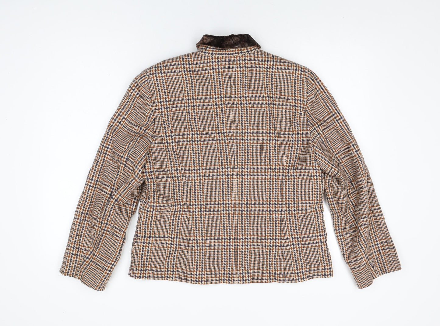 Mable Womens Brown Geometric Jacket Coat Size 16 Zip