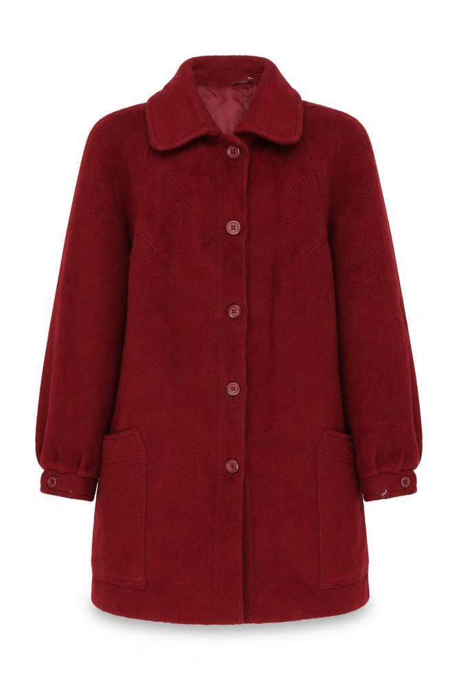 St Michael Womens Red Overcoat Coat Size 18 Button