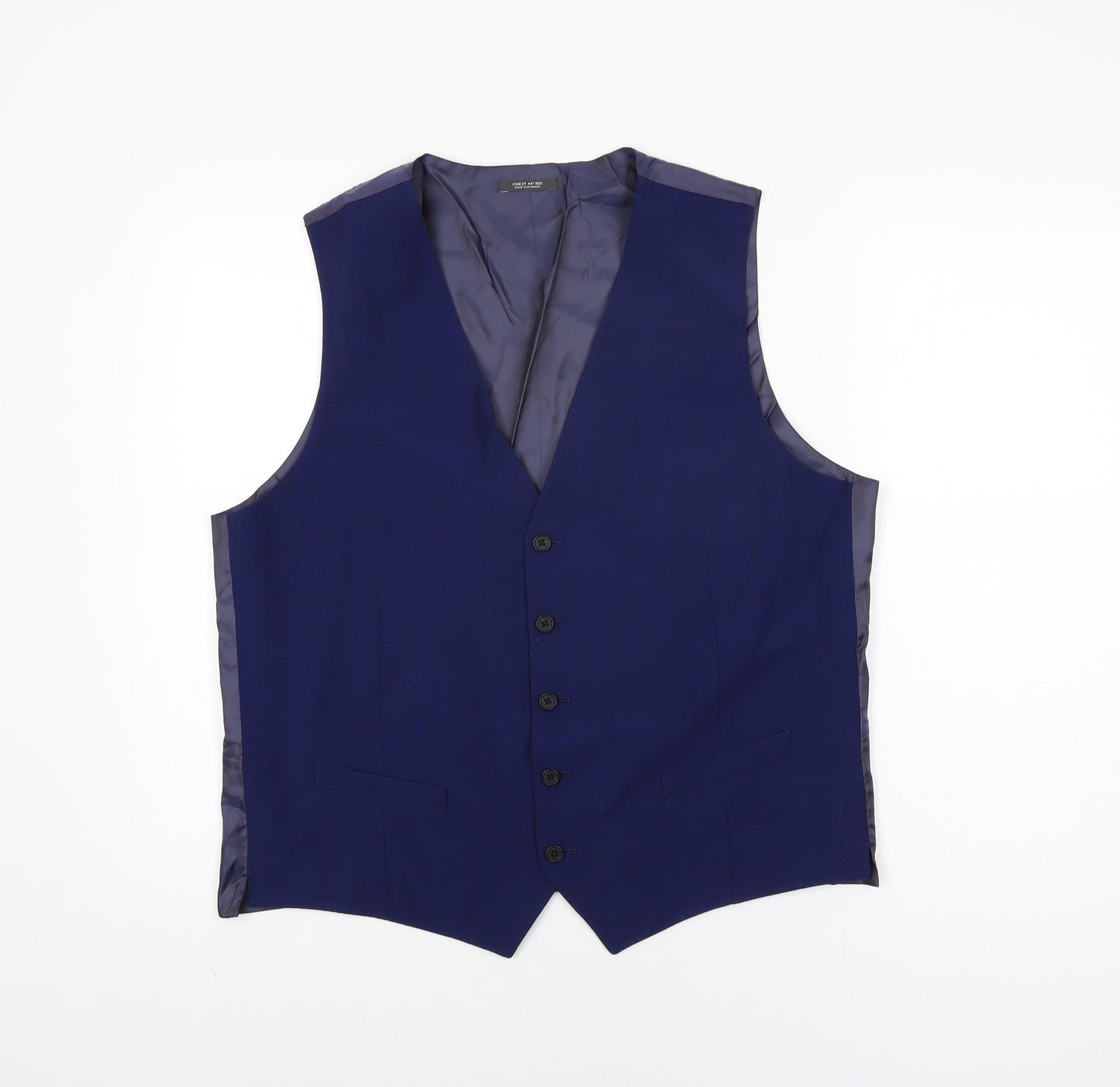 Marks and Spencer Mens Blue Wool Jacket Suit Waistcoat Size 44 Regular