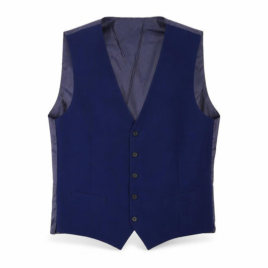 Marks & Spencer Mens Blue Wool Jacket Suit Waistcoat Size 44 Regular