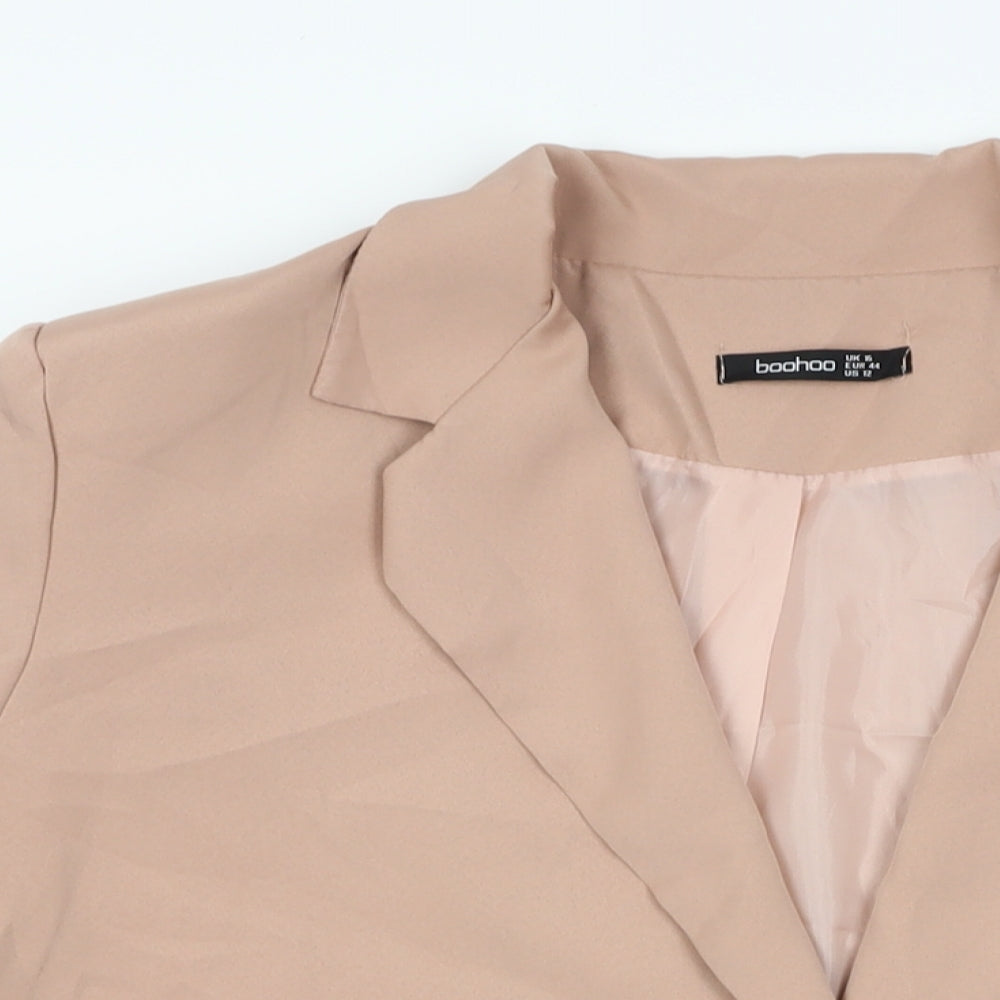 Boohoo Womens Pink Biker Blazer Size 16 Button