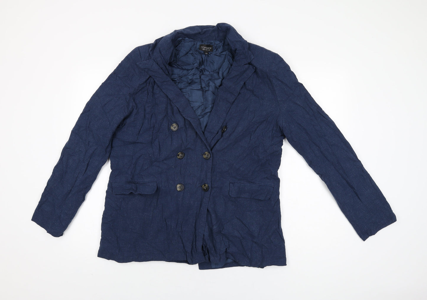 Topshop Womens Blue Jacket Blazer Size 16 Button