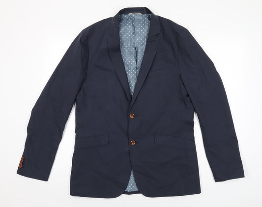 Matinique Mens Blue Cotton Jacket Suit Jacket Size 40 Regular