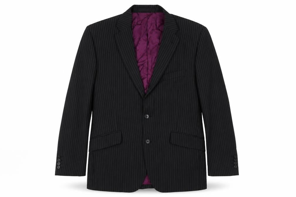 Marks & Spencer Mens Black Striped Wool Jacket Suit Jacket Size 42 Regular