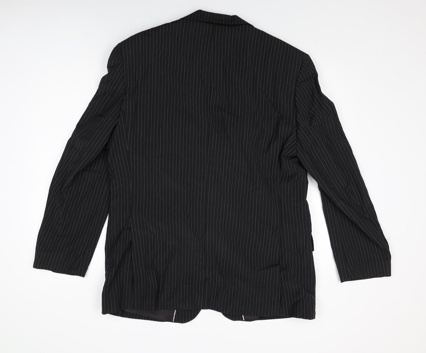 Marks and Spencer Mens Black Striped Wool Jacket Suit Jacket Size 42 Regular