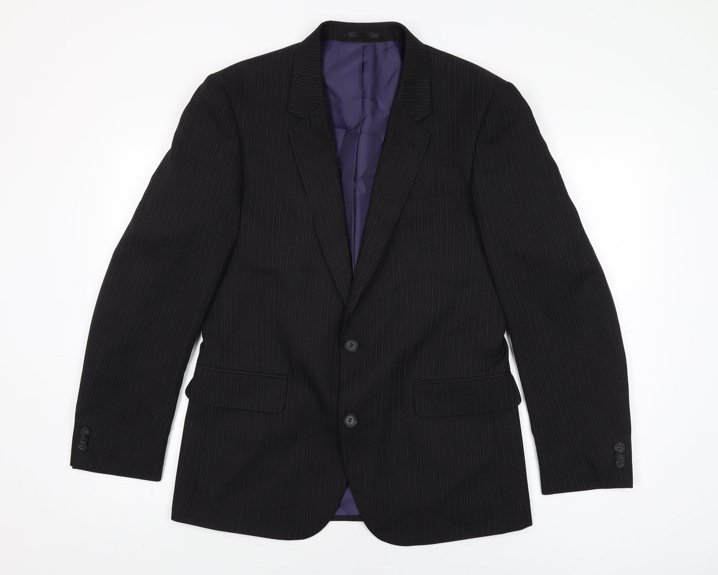 Taylor & Wright Mens Black Striped Polyester Jacket Suit Jacket Size 38 Regular