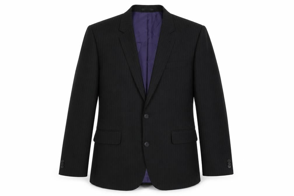 Taylor & Wright Mens Black Striped Polyester Jacket Suit Jacket Size 38 Regular