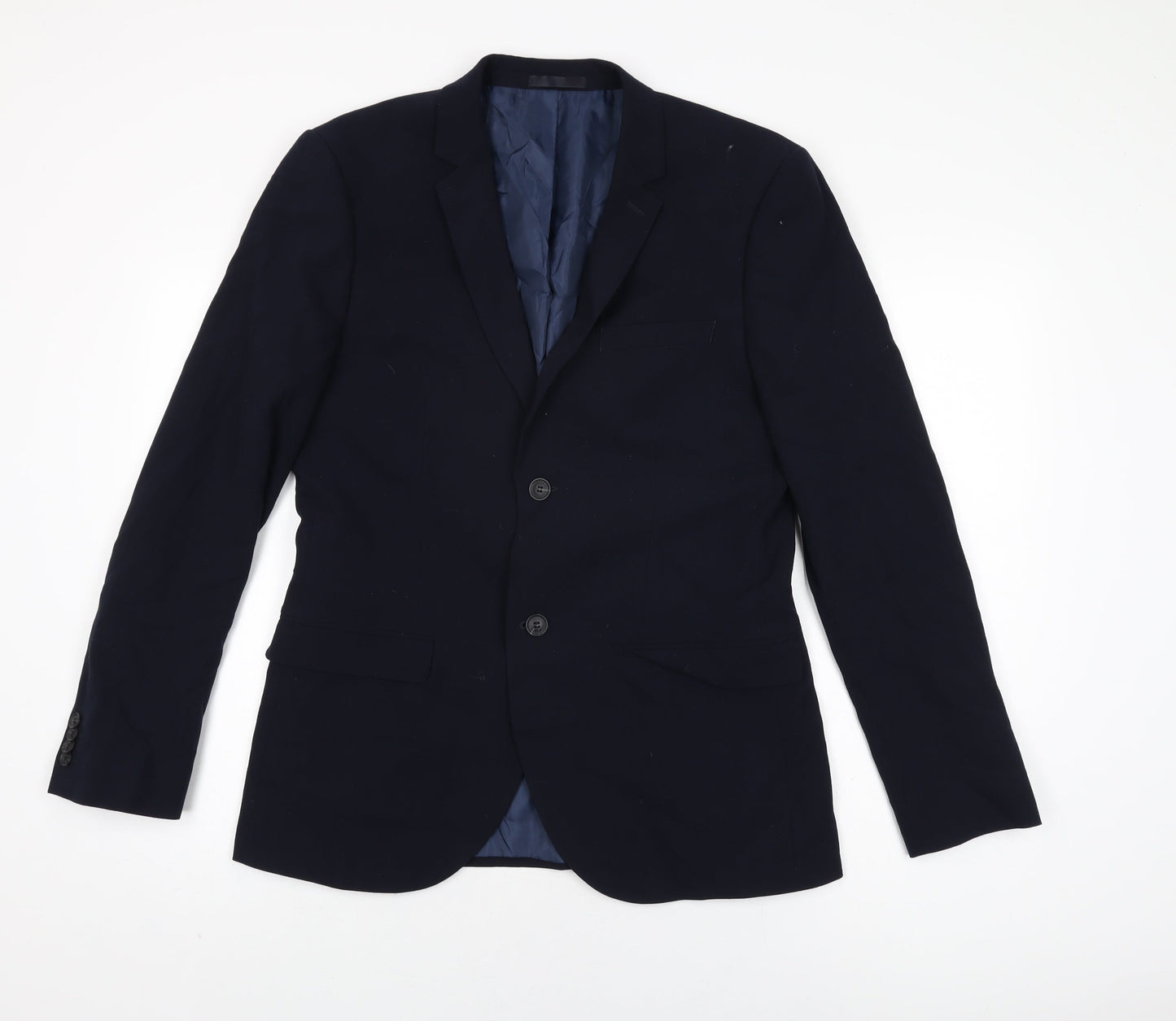 Topman Mens Blue Polyester Jacket Suit Jacket Size 40 Regular