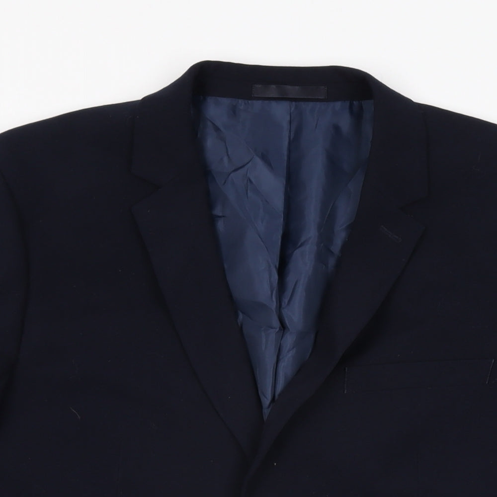 Topman Mens Blue Polyester Jacket Suit Jacket Size 40 Regular