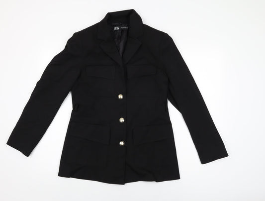 Zara Womens Black Jacket Size M Button