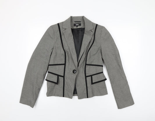 Marks and Spencer Womens Grey Geometric Jacket Blazer Size 12 Button