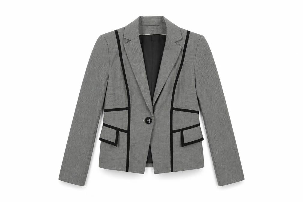 Marks & Spencer Womens Grey Geometric Jacket Blazer Size 12 Button