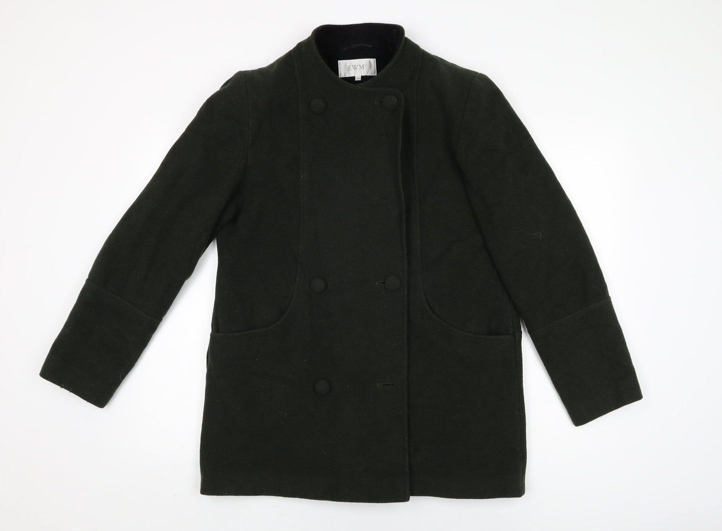 EWM Womens Green Overcoat Coat Size 12 Button