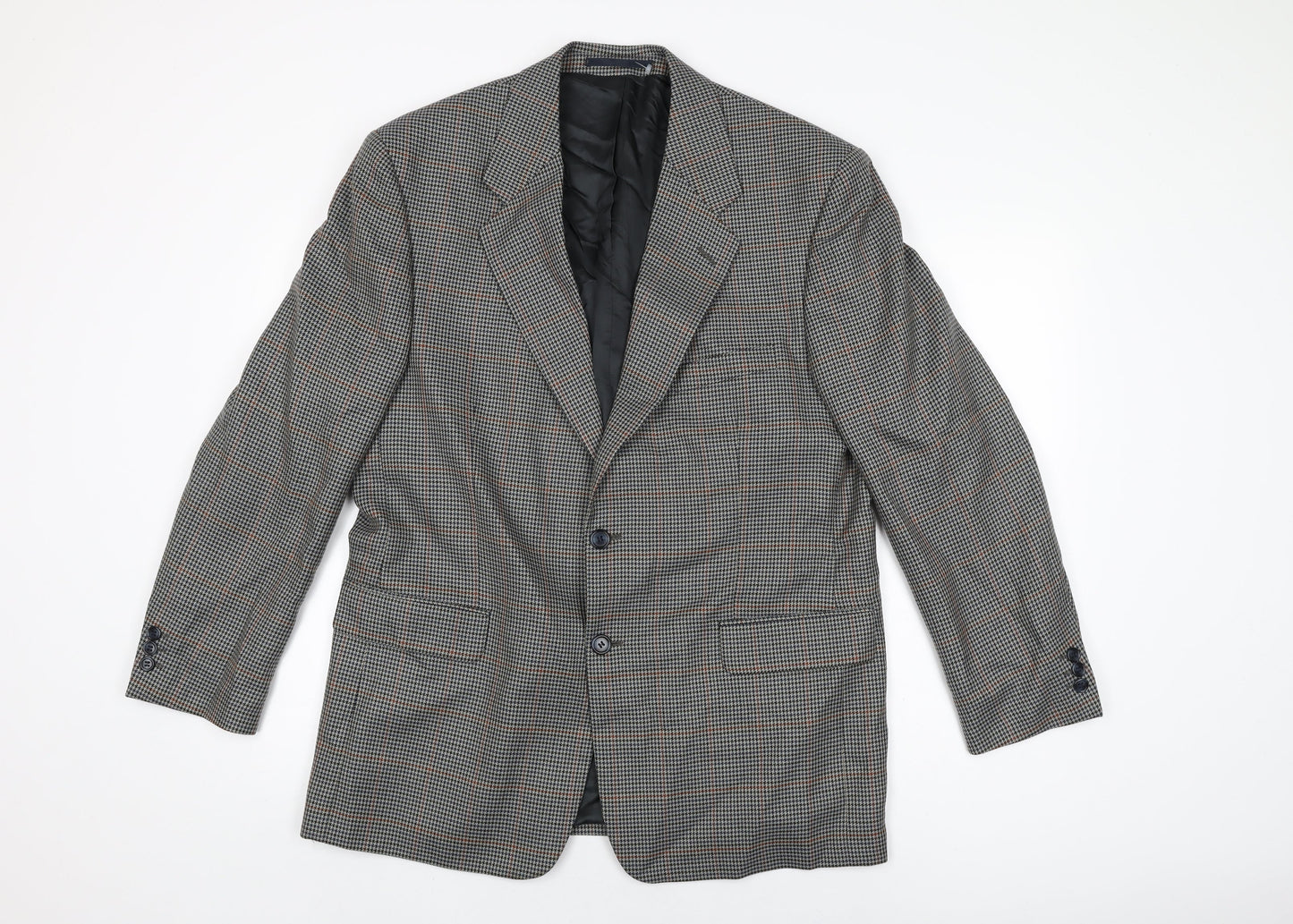 Brook Taverner Mens Grey Geometric Polyester Jacket Suit Jacket Size 42 Regular