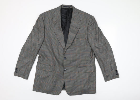 Brook Taverner Mens Grey Geometric Polyester Jacket Suit Jacket Size 42 Regular