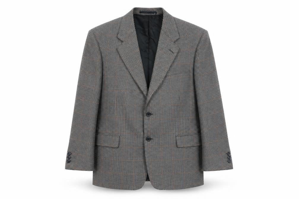 Brook Taverner Mens Grey Geometric Polyester Jacket Suit Jacket Size 42 Regular