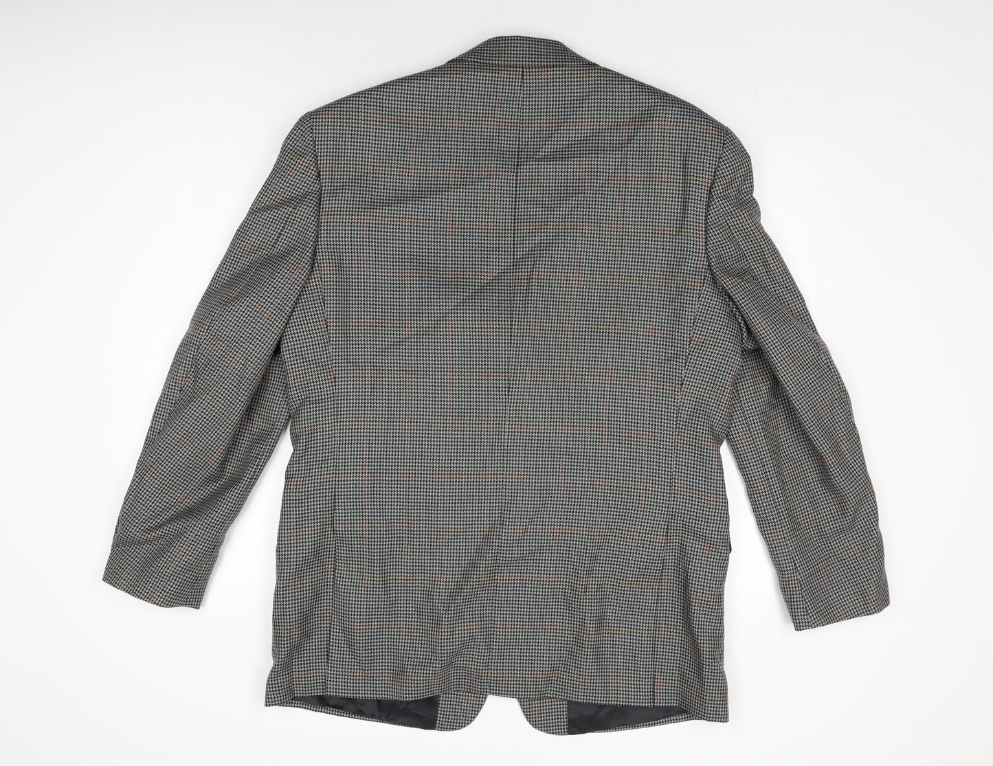 Brook Taverner Mens Grey Geometric Polyester Jacket Suit Jacket Size 42 Regular