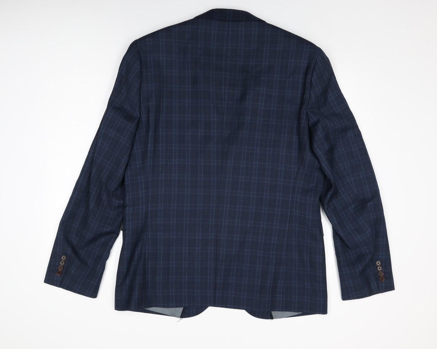 NEXT Mens Blue Plaid Wool Jacket Suit Jacket Size 44 Regular