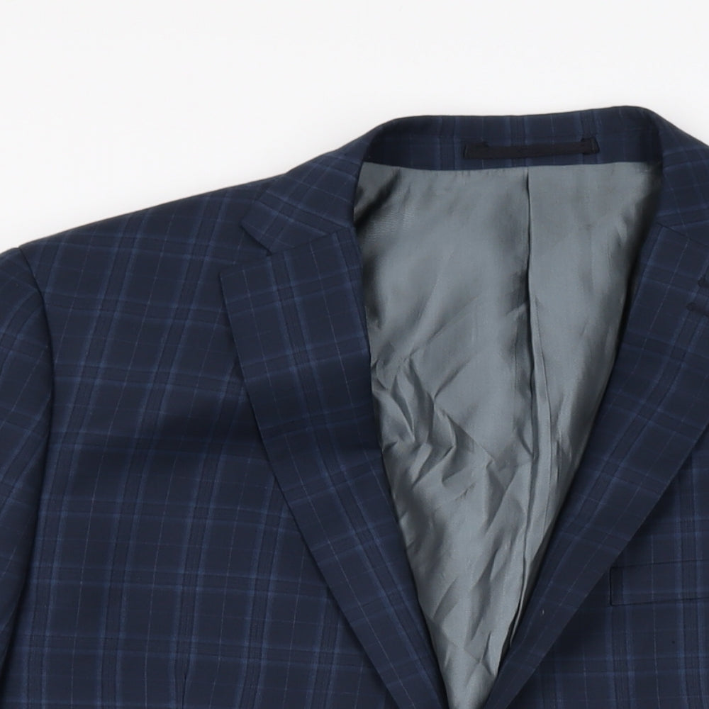 NEXT Mens Blue Plaid Wool Jacket Suit Jacket Size 44 Regular