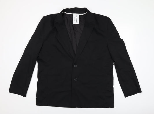 COLLUSION Womens Black Biker Blazer Size 12 Button