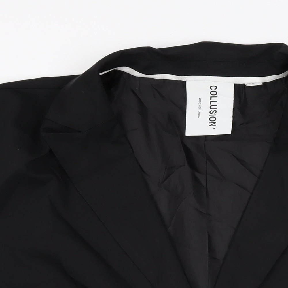 COLLUSION Womens Black Biker Blazer Size 12 Button