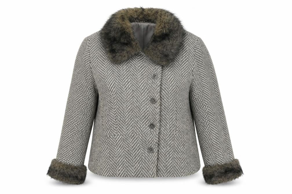 Per Una Womens Grey Geometric Jacket Coat Size 16 Button