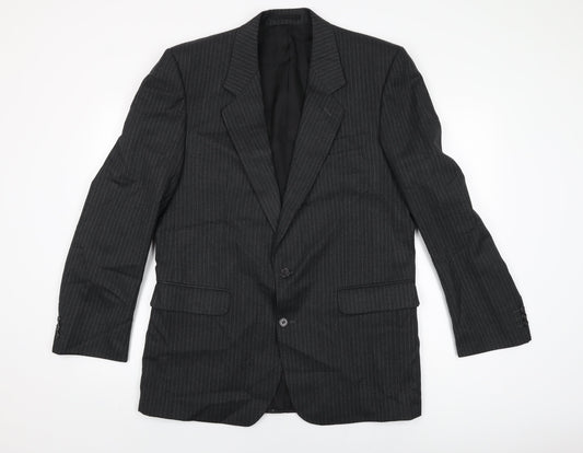 Debenhams Mens Black Striped Wool Jacket Suit Jacket Size 42 Regular