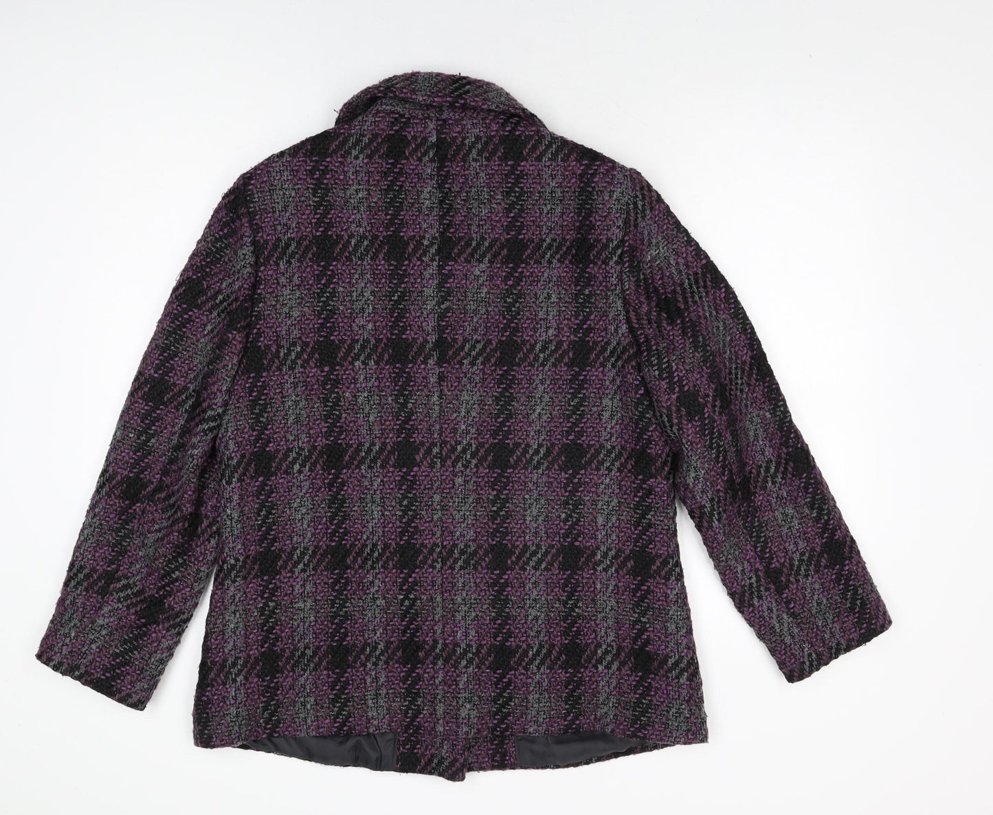 Isle Womens Purple Geometric Jacket Coat Size 12 Button