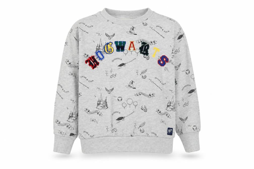 Marks & Spencer Girls Grey Geometric Cotton Pullover Sweatshirt Size 9-10 Years Pullover - Harry Potter Quidditch