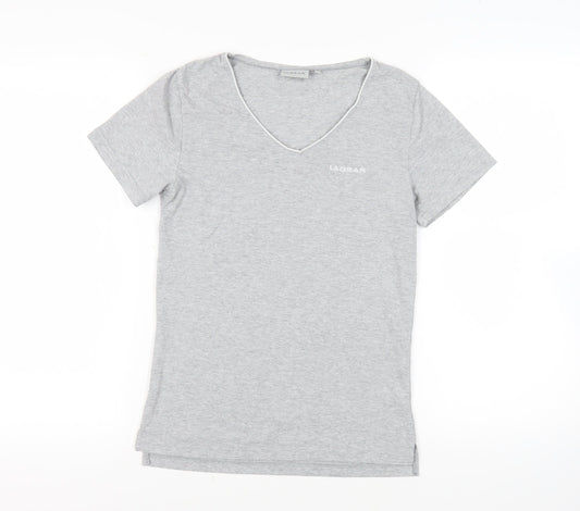 LA Gear Womens Grey Cotton Basic T-Shirt Size 12 V-Neck - Logo