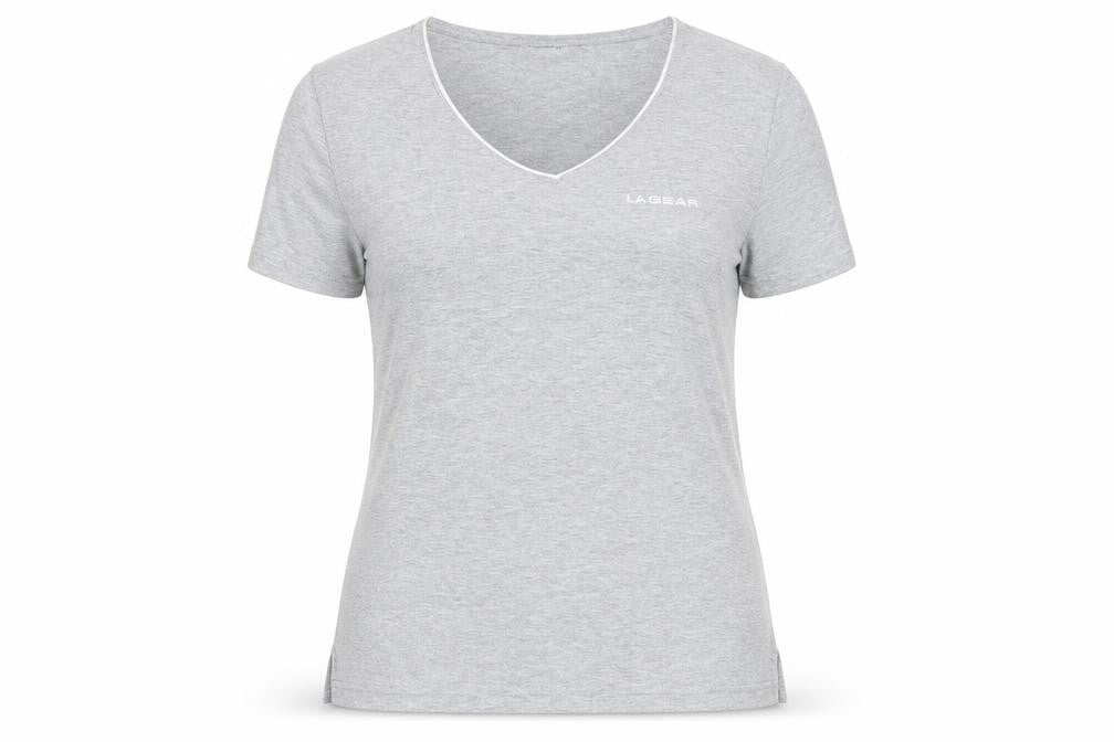 LA Gear Womens Grey Cotton Basic T-Shirt Size 12 V-Neck - Logo