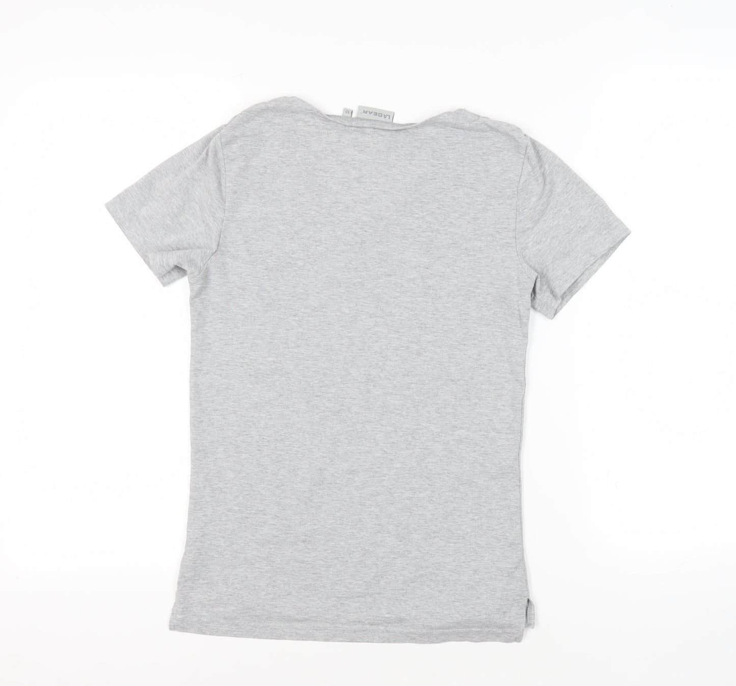 LA Gear Womens Grey Cotton Basic T-Shirt Size 12 V-Neck - Logo