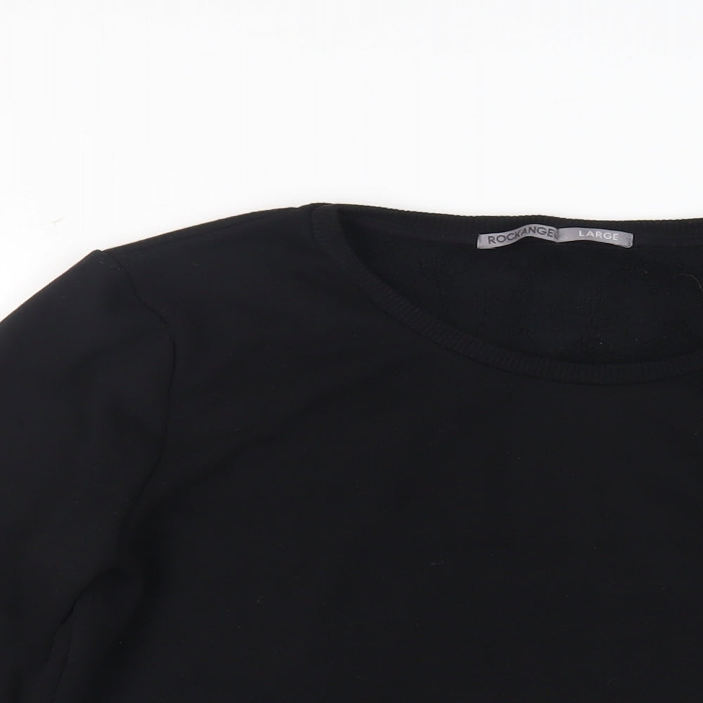 Rock Angel Womens Black Polyester Pullover Sweatshirt Size L Pullover - Kanye