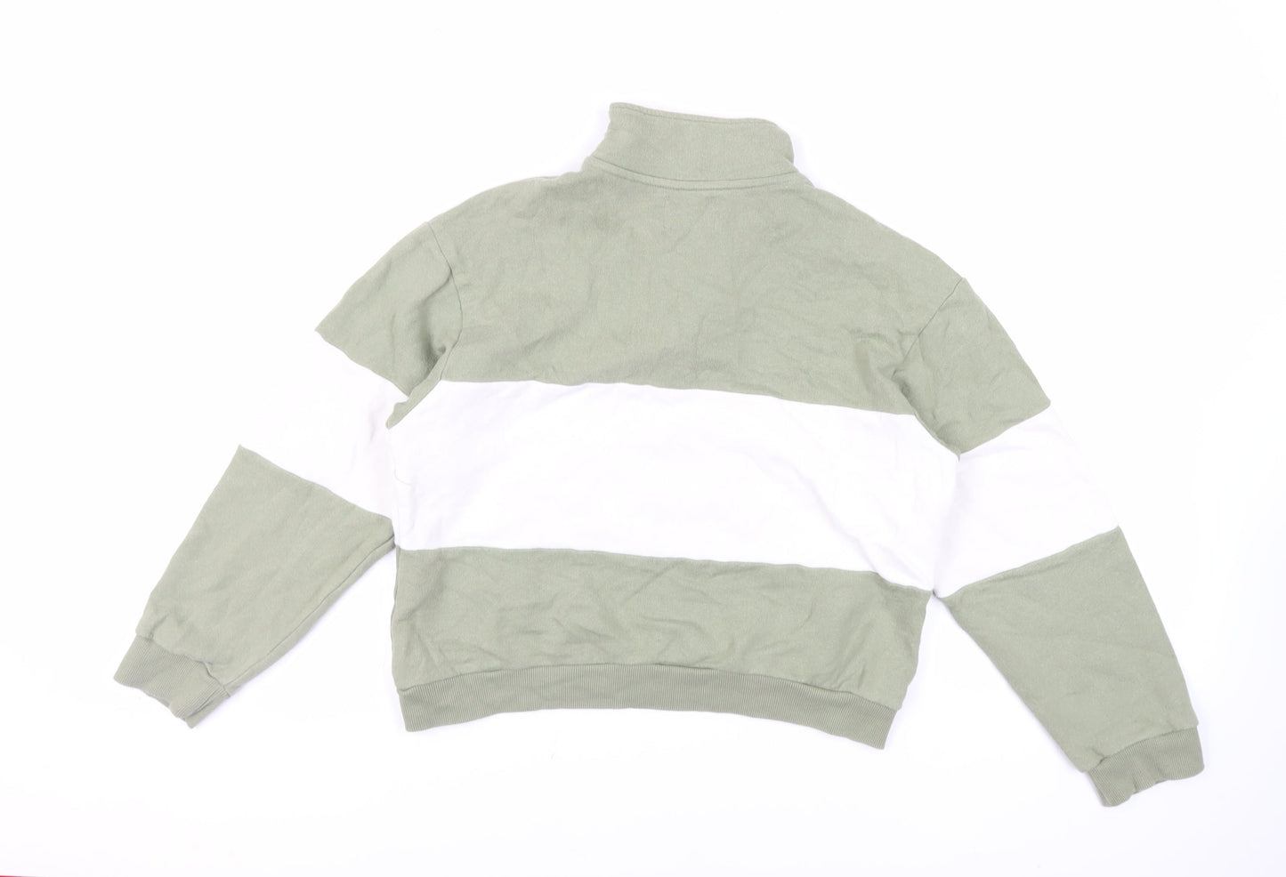 Pull&Bear Womens Green Cotton Pullover Sweatshirt Size S Zip