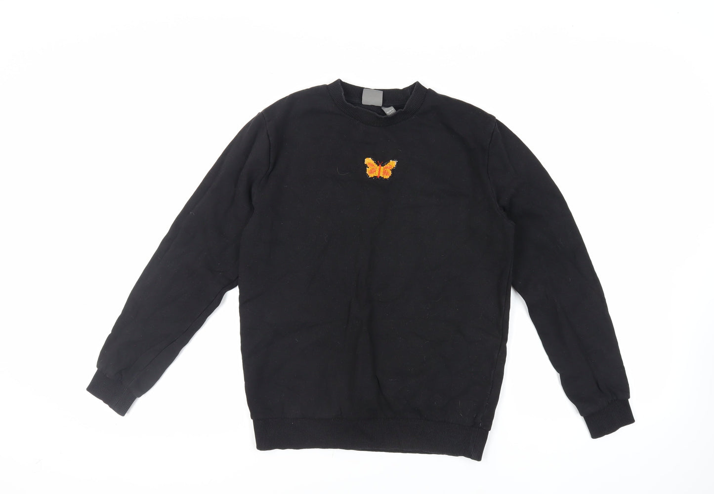 ASOS Womens Black Cotton Pullover Sweatshirt Size 2XS Pullover - Butterfly