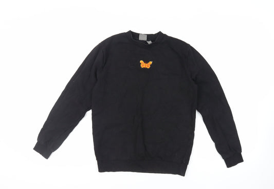 ASOS Womens Black Cotton Pullover Sweatshirt Size 2XS Pullover - Butterfly